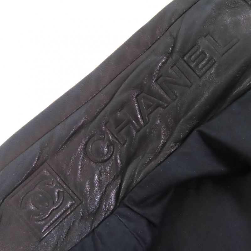 CHANEL Vintage 09P P35275 Coco Mark Hardware Back Logo Lamb Leather Zip Up