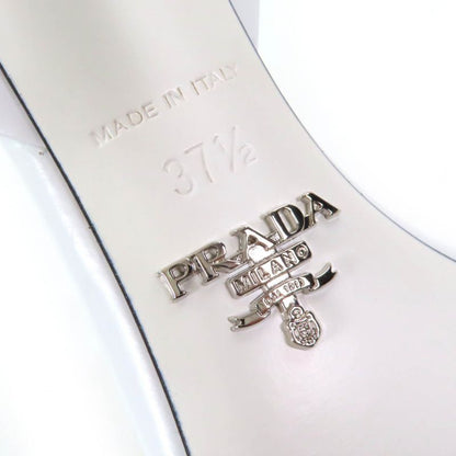 Prada 1i890m Triangle Logo Strap Leather Pumps Rosso Bianco 37.5 With Box And