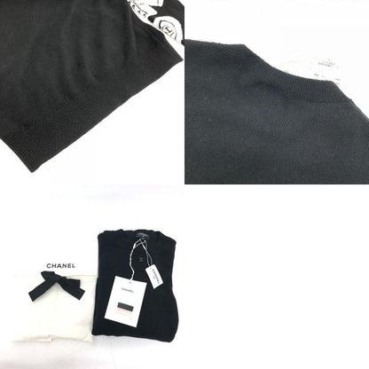 Chanel Sweater Street Coco Mark Ribbon Heart P80299 Cashmere Black