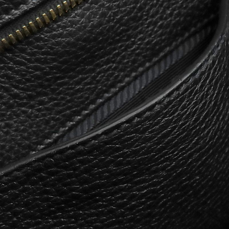 Prada Shoulder Bag Metal Logo Leather Nero Gold Hardware Black Vitello Phenix