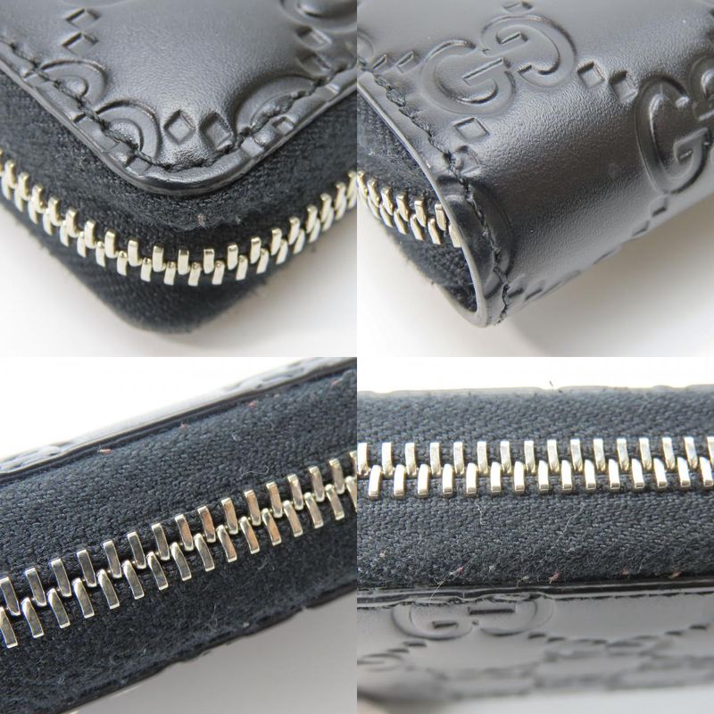 Gucci Long Wallet 473928 Guccissima Black Silver Hardware Round Zipper Shape