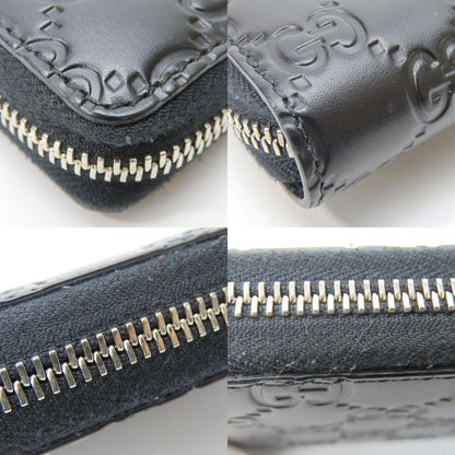 Gucci Long Wallet 473928 Guccissima Black Silver Hardware Round Zipper Shape