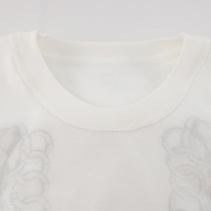 Hermes T-shirt Short Sleeve White Notation Size 36 5h4639dx Cotton