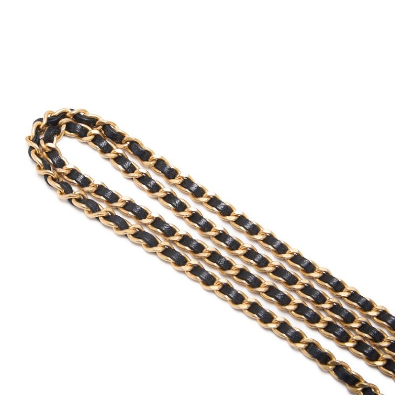 Chanel Mini Matelasse Pearl Chain Shoulder Lambskin Black With Gold Hardware