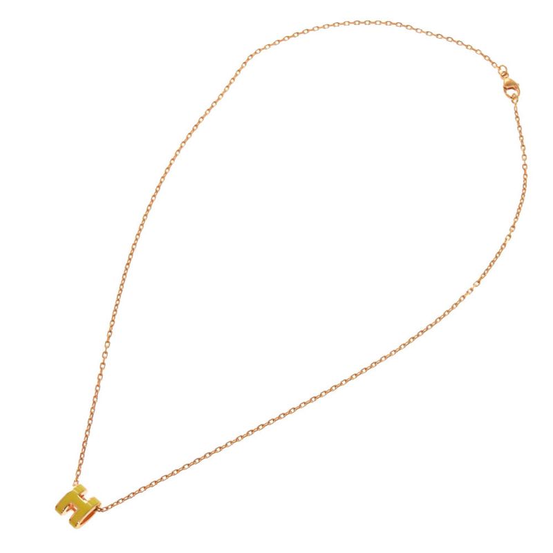 Hermes Mini Pop Ash H Yellow Rose Gold Hardware Necklace Accessories 1027 Hermes