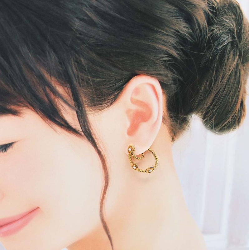 Christian DIOR Earring 18K 750 D0.15 Approx 7.5g Gold Accessories Ladies With