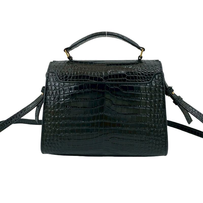 Saint Laurent Paris Cassandra YSL Logo Leather 2-Way Shoulder Bag Handbag Black