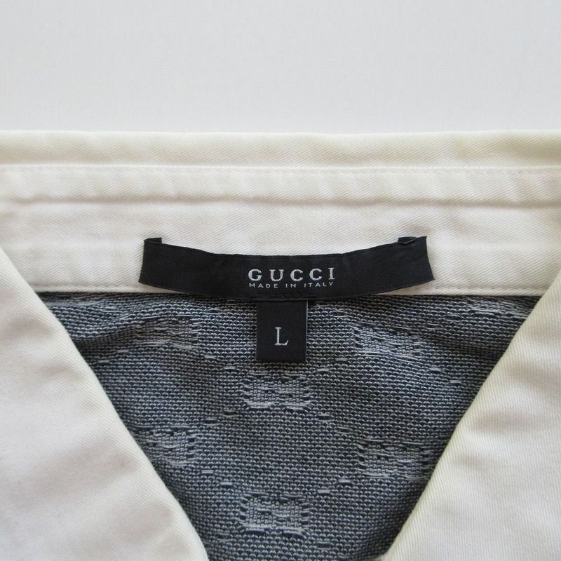 Gucci 199961 X3317 GG Pattern Polo Shirt Short Sleeves Logo Patch Gray Size L