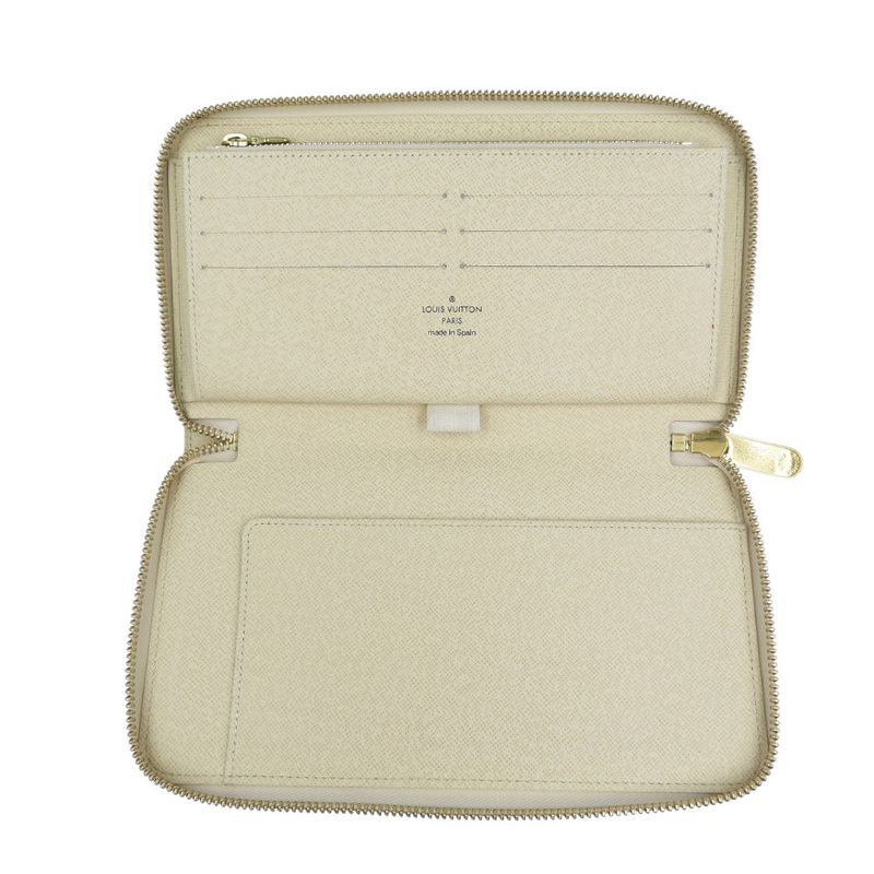 Louis Vuitton Damier Azure Zippy Organizer N60012 Gold Hardware White Round