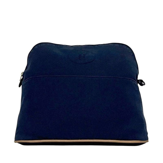 Hermes Pouch GM Navy Bolide Clutch Bag Cotton Preowned