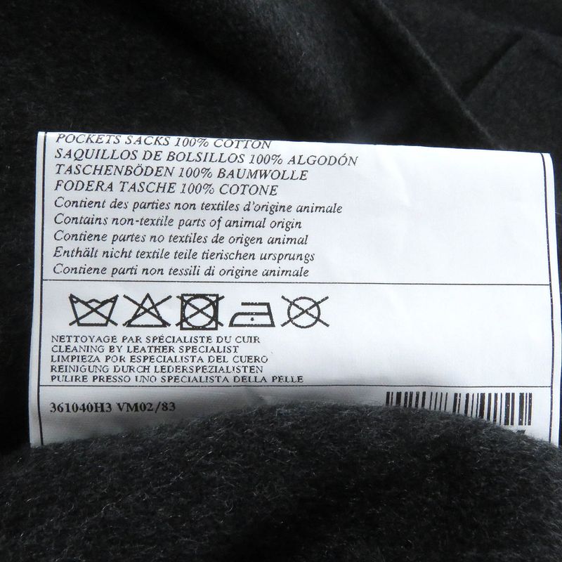 Hermes 20AW Manteau Liverpool Double 100% Cashmere Lamb Leather Use Charbon