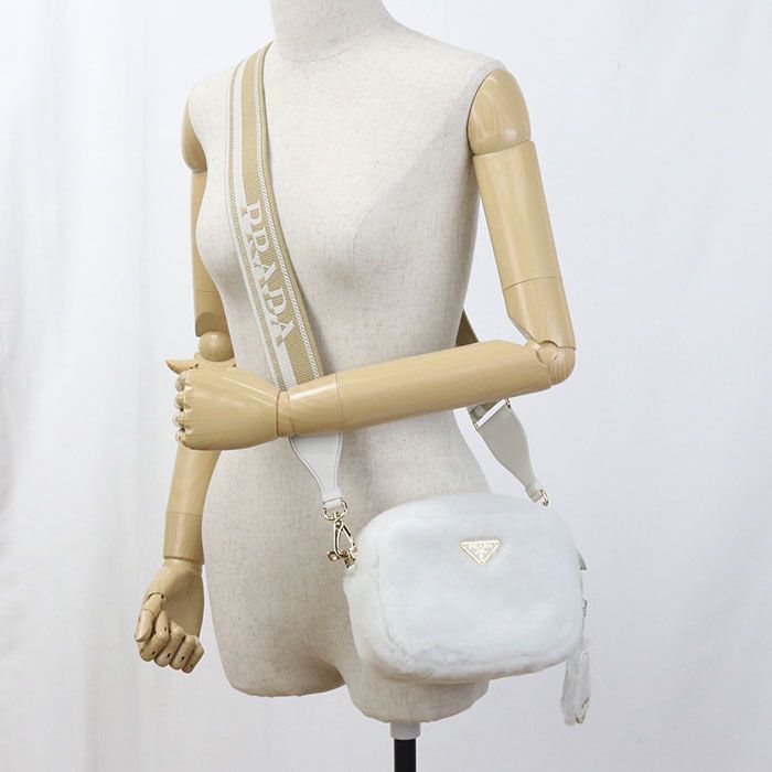Prada 1bh192 2EC9 F0009 Crossbody Shoulder Bag Faux Fur Leather Women