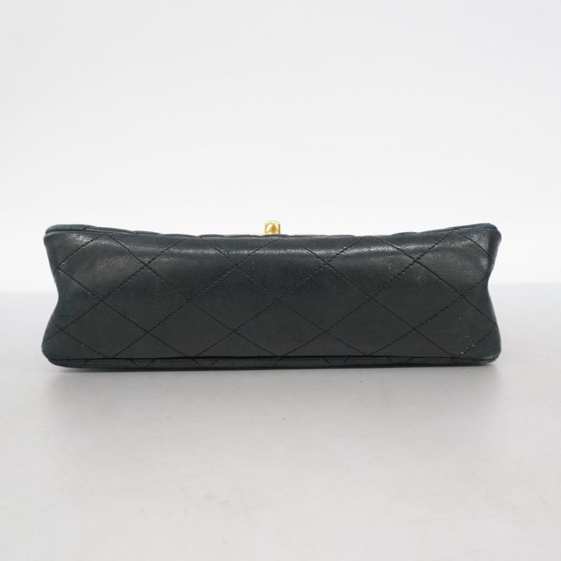 Chanel Shoulder Bag Matelasse Lambskin Black Gold Hardware Women