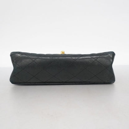 Chanel Shoulder Bag Matelasse Lambskin Black Gold Hardware Women