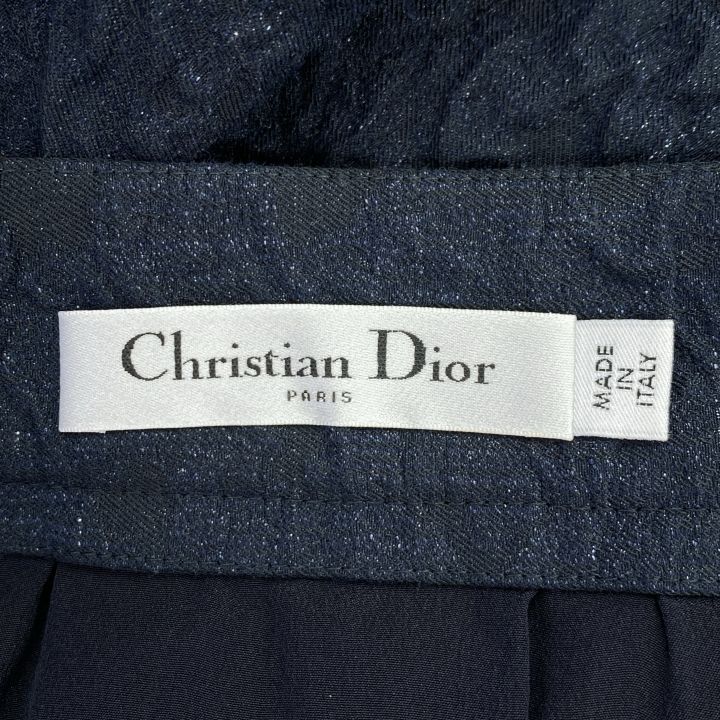 Christian Dior 121j18a3667 Puffy Jacquard Skirt Women's Navy I 42