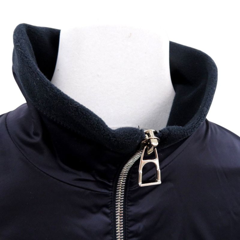Hermes Warm Up Fleece Jacket 800165e Nylon Jacket Navy 0935 Hermes