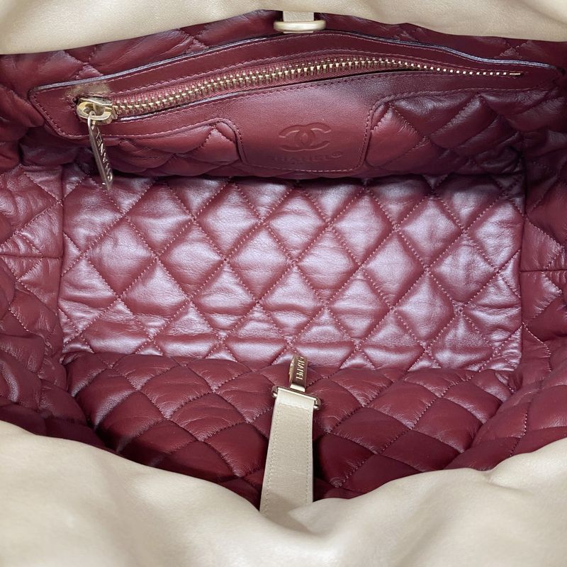 Chanel Tote Bag Coco Cocoon Leather Beige Gold Hardware Women's