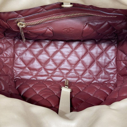 Chanel Tote Bag Coco Cocoon Leather Beige Gold Hardware Women's