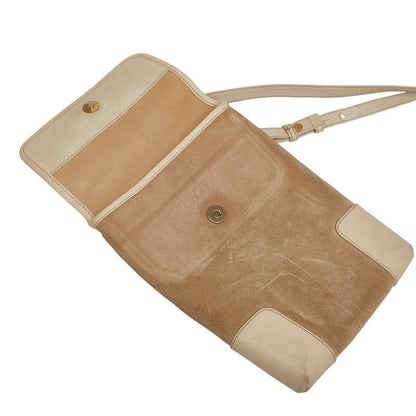 Loewe Anagram Crossbody Shoulder Bag Beige White Suede Leather Women's Loewe