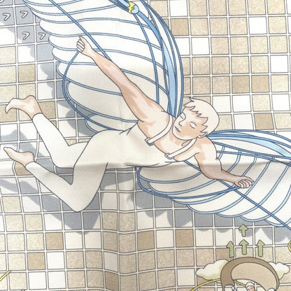 Hermes Carre 45 Dajarlecant Flying Technique Handkerchief Scarf 100% Silk