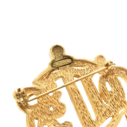 Christian Dior Emblem Metal Gold Brooch 0637 Christian Dior