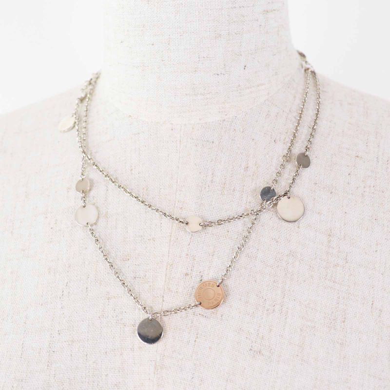 Hermes 2020 Confettis Confetti Long Necklace Sv925 Au750 Silver Gold With Box