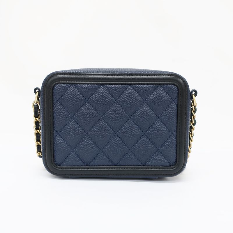 Chanel CC Filigree-chain Shoulder Bag Navy-gdhardware Matelasse