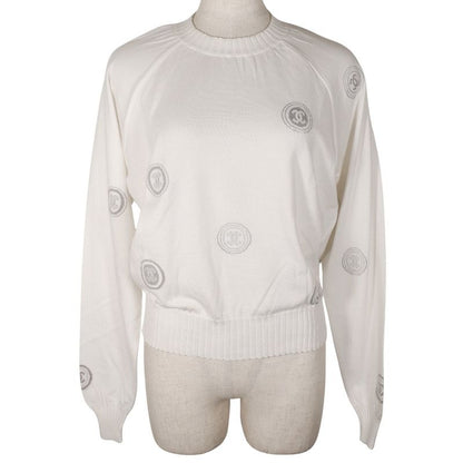Chanel Coco Mark 01P P17664v00938 Cotton White Women's Sweater