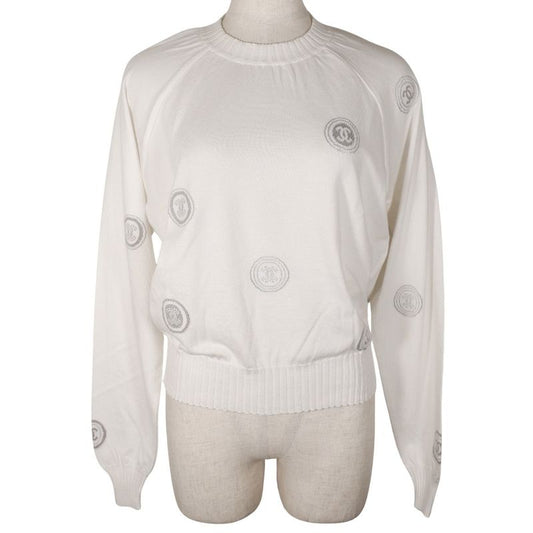 Chanel Coco Mark 01P P17664v00938 Cotton White Women's Sweater