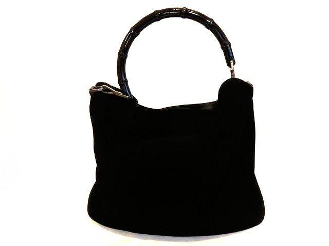 Gucci One Shoulder Bag - 0011577 Bamboo Handbag Ladies Suede Leather Black Bag
