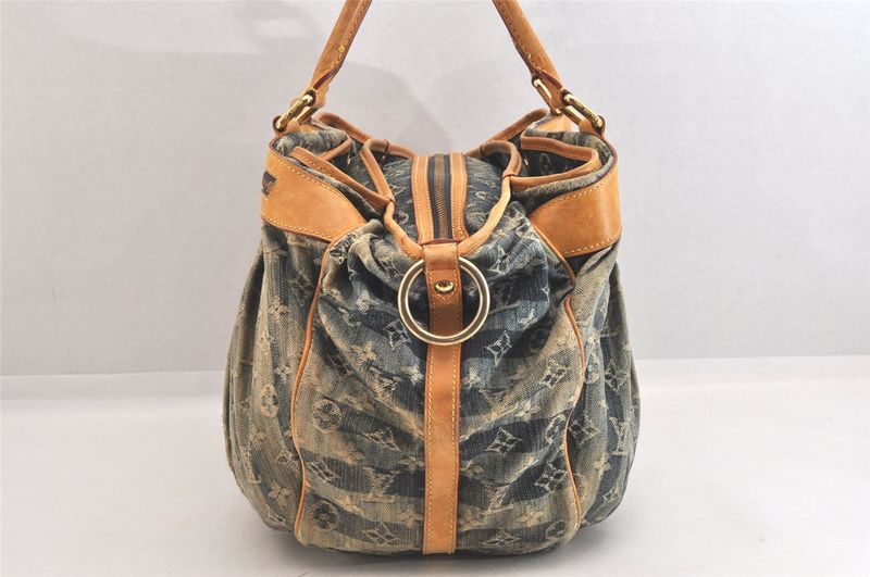 Louis Vuitton Monogram Denim Cabas Rayet GM Handbag M95336 Blue 2688n