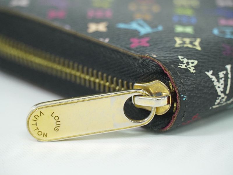 Authentic Louis Vuitton LV Zippy Wallet Monogram Multicolor Long Wallet Noir