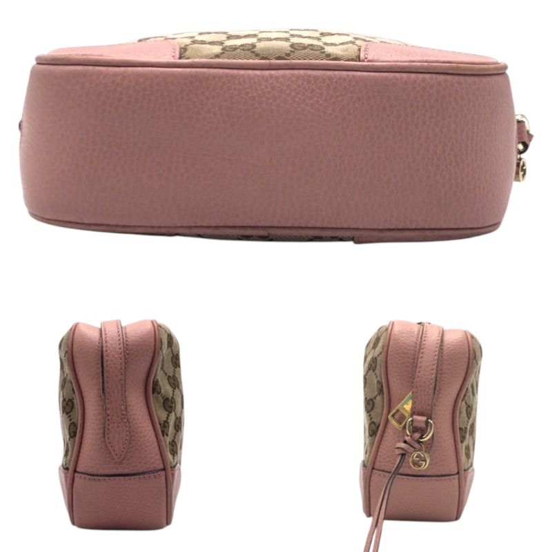 Gucci GG Pattern Pink Beige Brown GG Canvas/leather 449413 Shoulder Bag