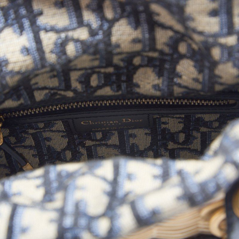 DIOR Trotter Dcharm 2WAY Mini Handbag Canvas X Fuji Material X Leather Navy