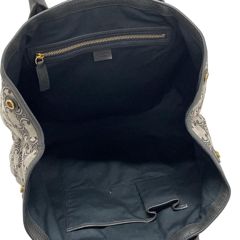 Celine Tote Bag Macadam Pattern Dark Navy Ivory And Multi Leather