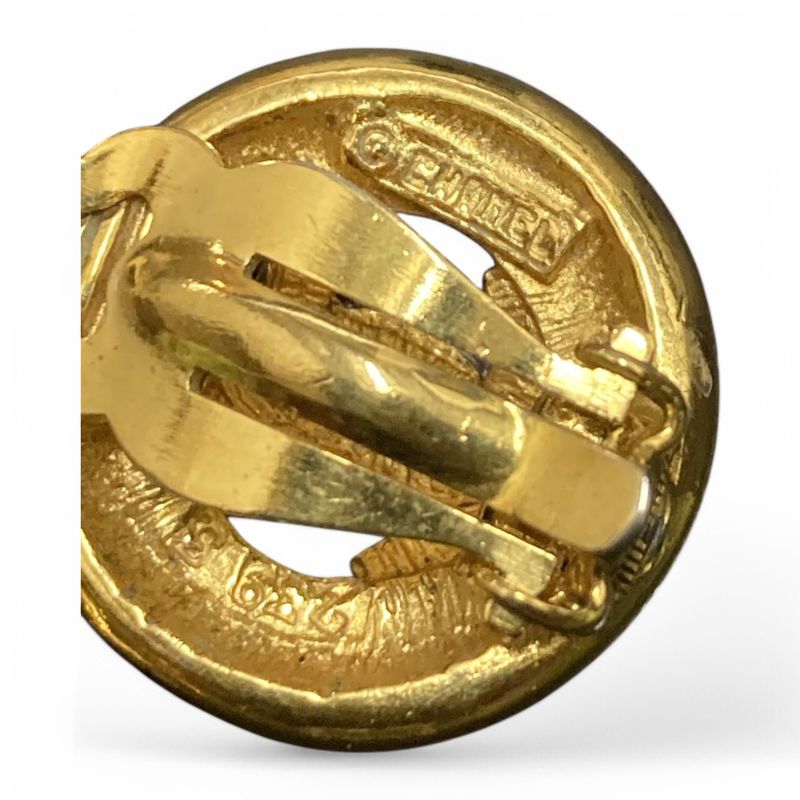 Chanel ⑤ 70-80s Vintage Coco Mark Circle Earrings Ladies Gold