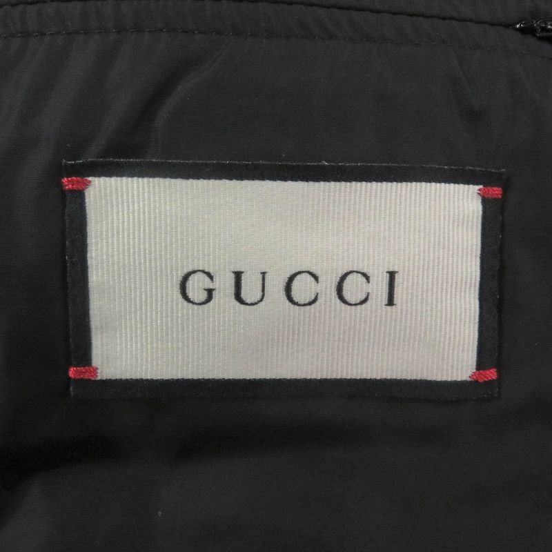Gucci 598725 GG Jacquard Sideline Logo Hooded Down Coat Jacket Black 50 Made In