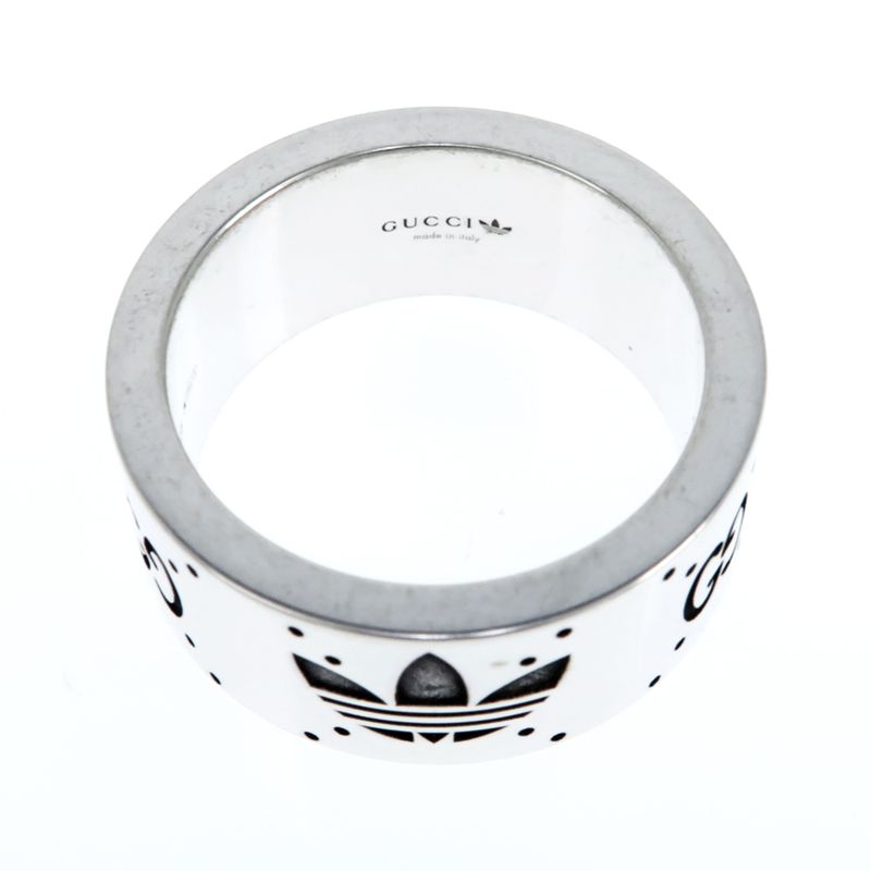 Gucci Adidas Collaboration Ring Engraving Wide Trefoil 17 Ag925 Jewelry