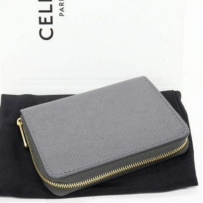 Celine Coin Case Compact Zip Wallet Grained Calfskin Gray 10b663bel10dc