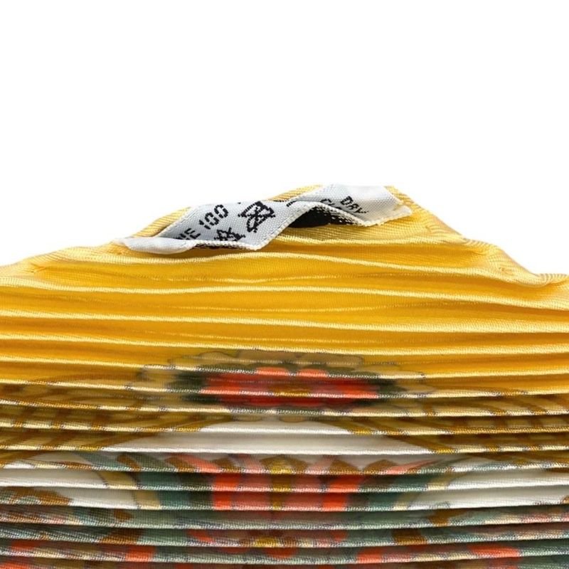 Hermes Silk Scarf Carré 90 Pleated Decoupages Yellow White Decoupages Hermes