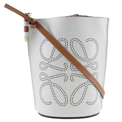 Loewe Anagram Perforated Calf White Women Shoulder Bag