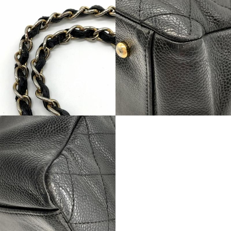 Chanel Handbag Chain Shoulder Bag Matelasse Coco Mark Caviar Skin Black Women's