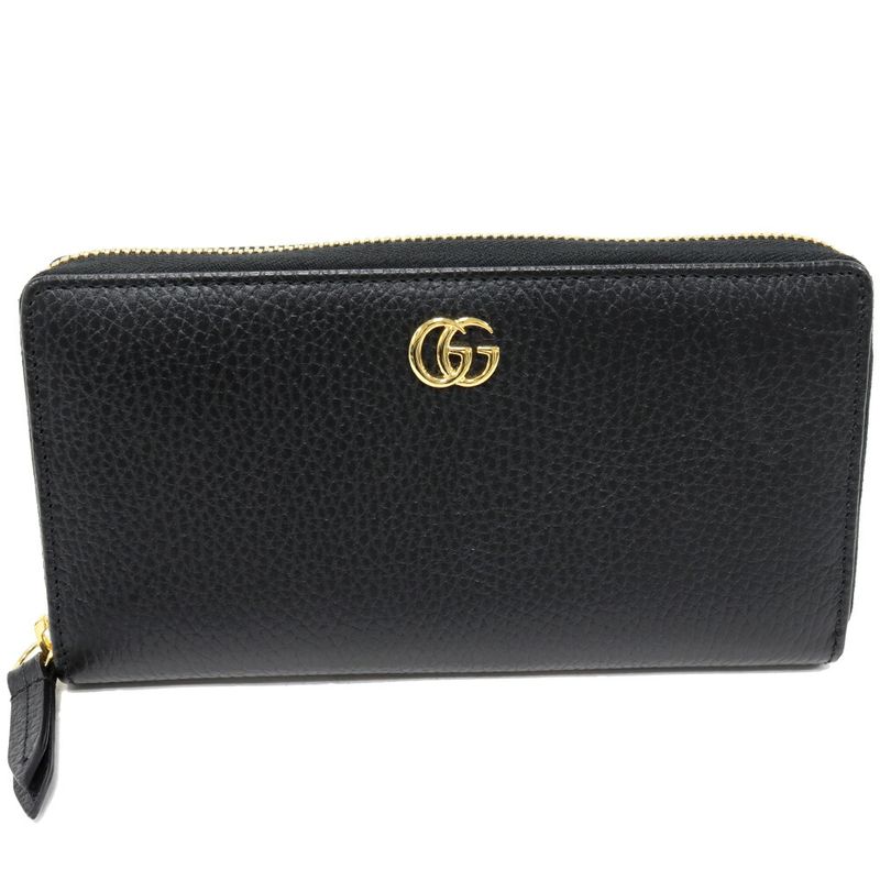 Gucci Round Zipper Long Wallet With Coin Purse GG Marmont Double G Zip Around