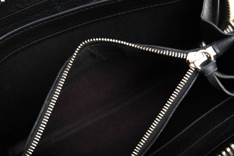 Balenciaga Long Wallet Men Leather 381226 Dlq0n 1000 Paper Continental Round