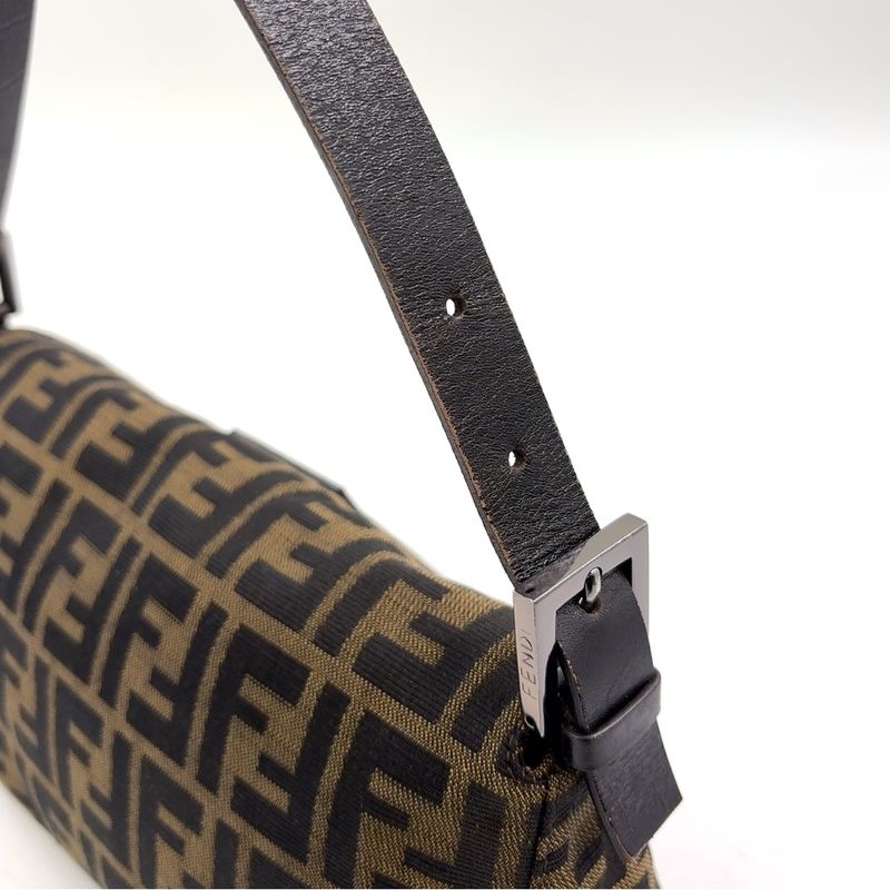 Fendi Mamma Bucket Zucchino Leather X Canvas Dark Brown X Beige Shoulder Bag