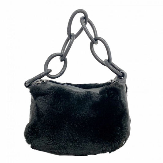 Chanel Shoulder Bag Lambskin Black Silver Hardware Women