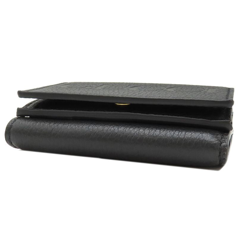 Gucci Trifold Wallet Logo Mini Wallet Leather Black Gold Hardware Black Compact