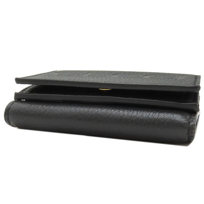 Gucci Trifold Wallet Logo Mini Wallet Leather Black Gold Hardware Black Compact