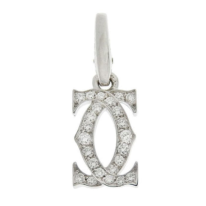 Cartier 2C Diamond Pendant Top 18K White Gold 750 White Gold Diamond Charm