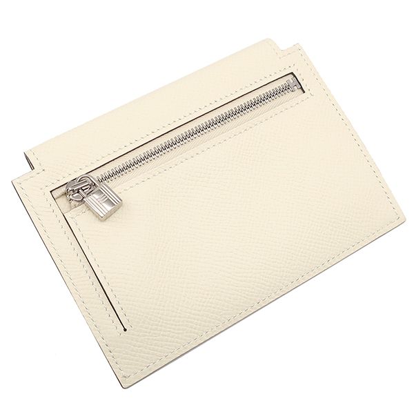 Hermes Coin Case Kelly Pocket Compact Vaux Epson Nata Silver Hardware Ivory B